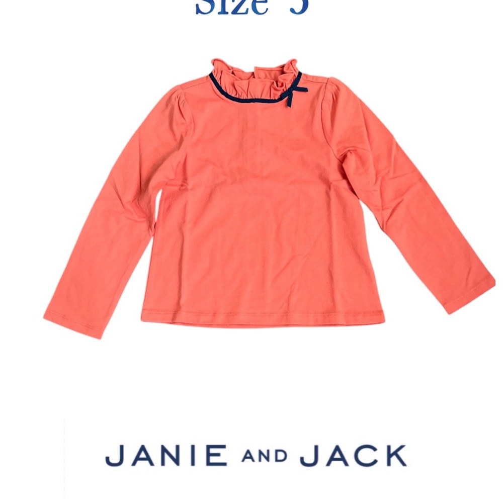 JJ Janie and Jack NEW sz 5 Ruffle Collar Bow Jersey Top orange